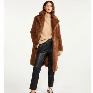 Ann Taylor faux fur coat brown color